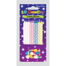 Assorted Glitter Spiral Candles & Holder
