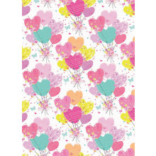 Flat Gift Wrap Heart Balloons GW2626