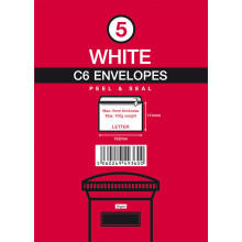 White Envelopes C6 P/Seal Handy Pack