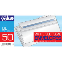 R/Value DL Self Seal White Envelopes 50s