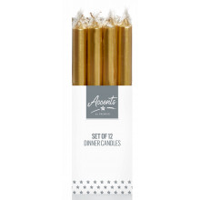 25cm Gold Dinner Candles Metallic