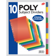 A4 Poly Subject Dividers 10 Part