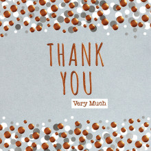6 Thank You Cards Bronze Dots & Envelope