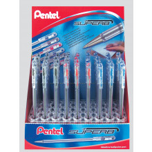 Pentel Superb Ballpen Bl/Blk/Red Display