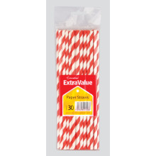 Bio Paper Straws - Red/White 30s