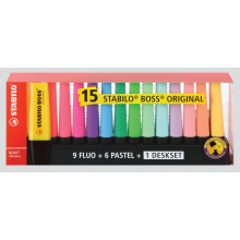 Stabilo Boss Highlighter 15pc Desk Set