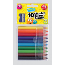Smiles 10 Chunky Col'd Pencils/Sharpener
