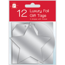 12 Die Cut Foil Tags Silver