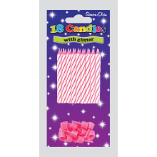 Pink Glitter Spiral Candles & Holders