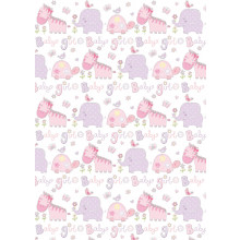 Flat Gift Wrap Baby Girl Elephant GW2597