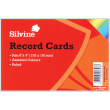 Silvine Coloured Record Cards 6x4" 100s