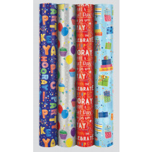 Gift Wrap Rolls Birthday 3m Asst