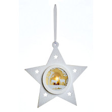 13cm Hanging Star With Reindeer