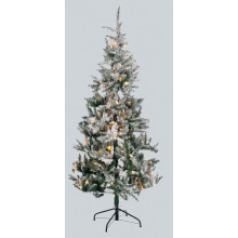 6FT Flock Pre-Lit Pine Tree