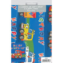 Flat Gift Wrap & Tags Trucks F2592