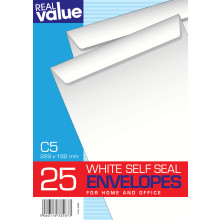 R/Value C5 Self Seal White Envelopes 25s
