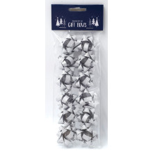 12 Silver Mini Glitter Bows
