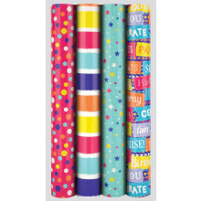 Gift Wrap Rolls Bright 3m Asst