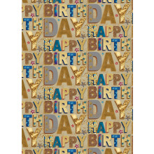 Flat Gift Wrap Gold Birthday GW2620