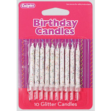 Culpitt White Glitter Candles 10s