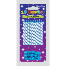 Blue Glitter Spiral Candles & Holders
