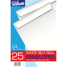 R/Value C4 Self Seal White Envelopes 25s
