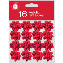16 Mini Glitter Bows Red
