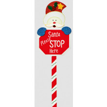 76cm Santa Stop Here Wood Sign