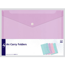 Pastel A4 Poly Carry Folder Asst 4 Pack
