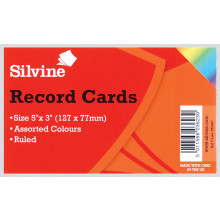 Silvine Coloured Record Cards 5x3" 100s