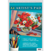 A4 Artist Pad Spiral 20 Leaves 140gsm