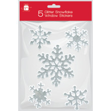 Pack 5 Glitter Snowflake Stickers