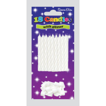 White Glitter Spiral Candles & Holders