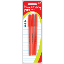 Handwriting Pens 3 Blue Carded