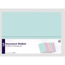 Foolscap Pastel Document Wallets 5 Pack