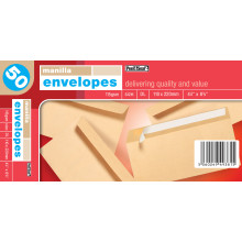 DL Manilla Peel & Seal Envelopes 50s