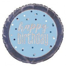 Glitz Foil Balloon Birthday Blue Round