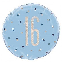 Glitz Foil Balloon Age 16 Blue