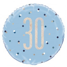 Glitz Foil Balloon Age 30 Blue