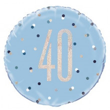 Glitz Foil Balloon Age 40 Blue