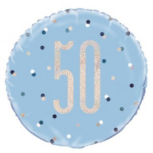 Glitz Foil Balloon Age 50 Blue