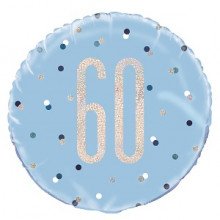 Glitz Foil Balloon Age 60 Blue