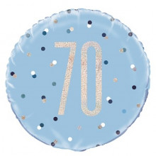 Glitz Foil Balloon Age 70 Blue
