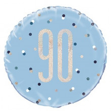 Glitz Foil Balloon Age 90 Blue
