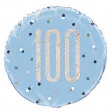 Glitz Foil Balloon Age 100 Blue