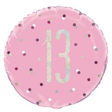 Glitz Foil Balloon Age 13 Pink