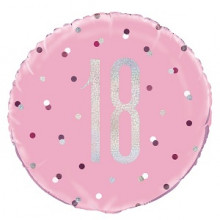 Glitz Foil Balloon Age 18 Pink