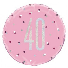 Glitz Foil Balloon Age 40 Pink