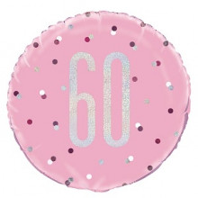 Glitz Foil Balloon Age 60 Pink