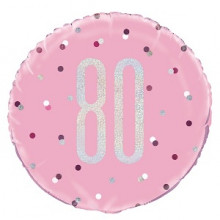 Glitz Foil Ballon Age 80 Pink